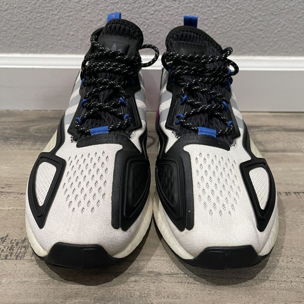 Adidas ZX 2K Boost Shoes Mens 10.5 White Blue Black Pink Running Athletic FX8835 - Picture 3 of 9